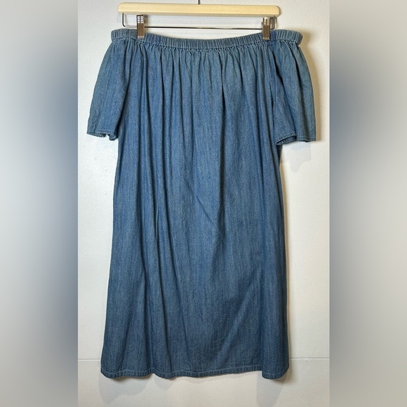 Off-Shoulder Denim Dress. Size XL - Picture 1 of 8